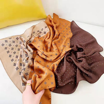 Silky Orange Vintage Mulberry Design Bandana Scarf for Women, 70*70cm